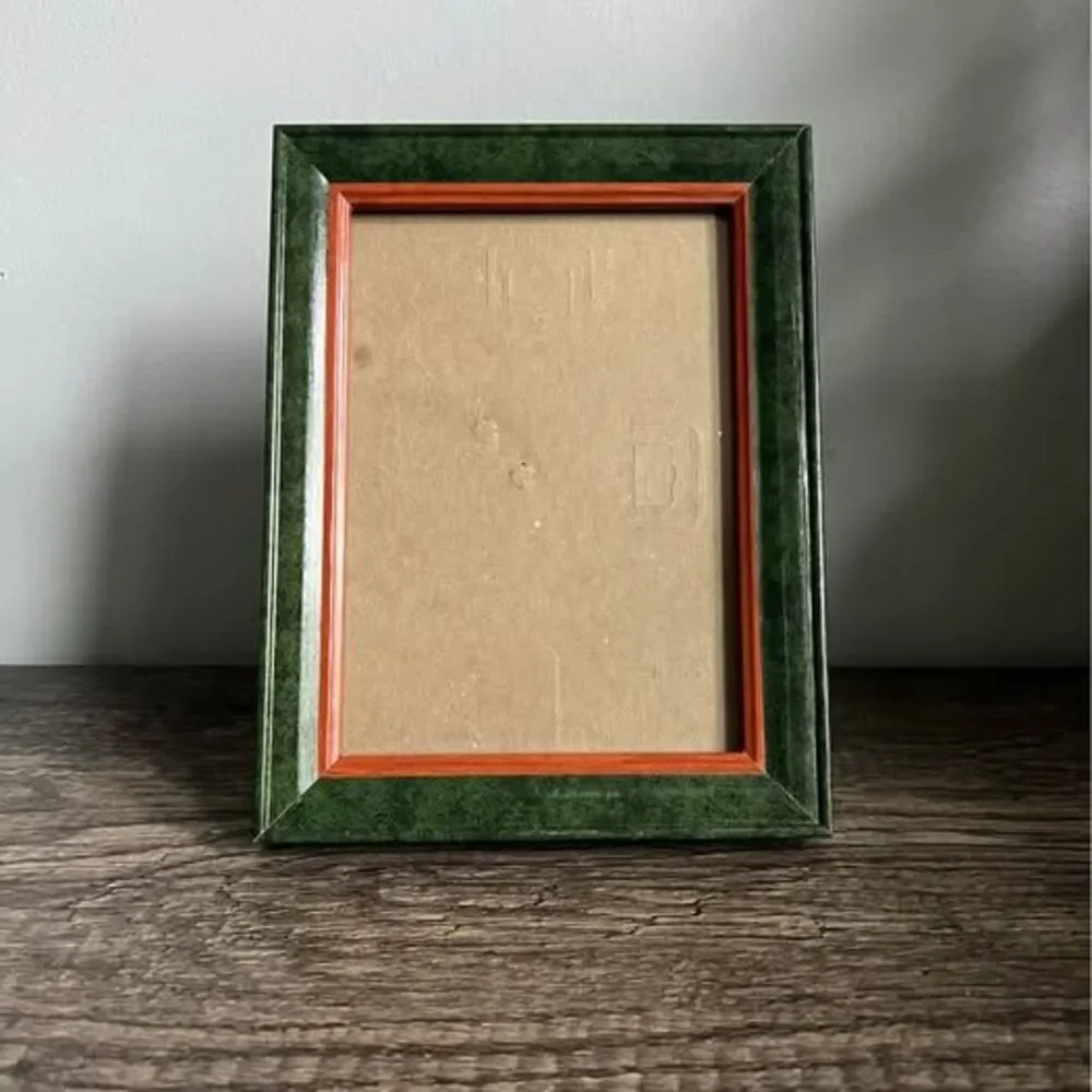Vintage Hunter Green and Rust Orange 5 x 7 Wood Frame